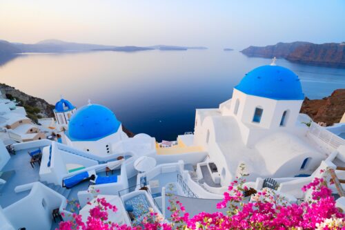 střechy na ostrově Santorini