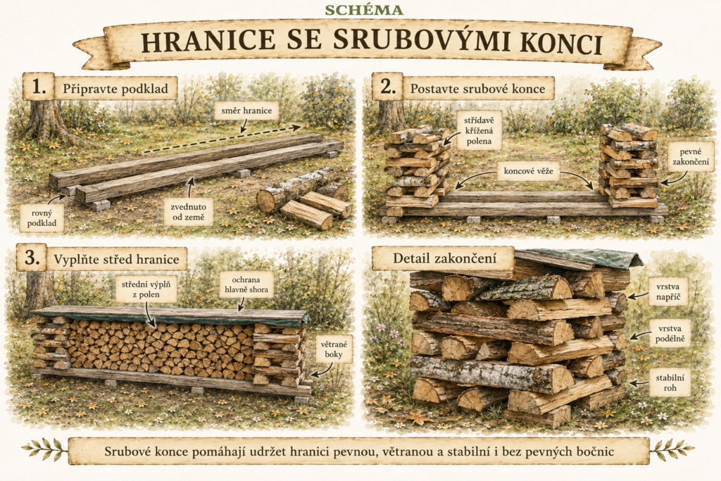 Schéma hranice se srubovými konci (zdroj: ChatGPT)